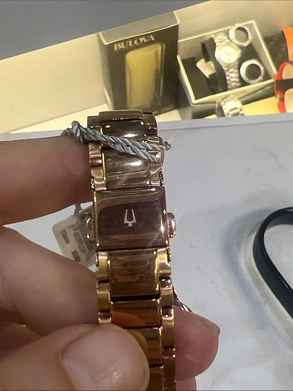 Bulova Rose Gold-Tone Mother of Pearl and Diamonds Watch
